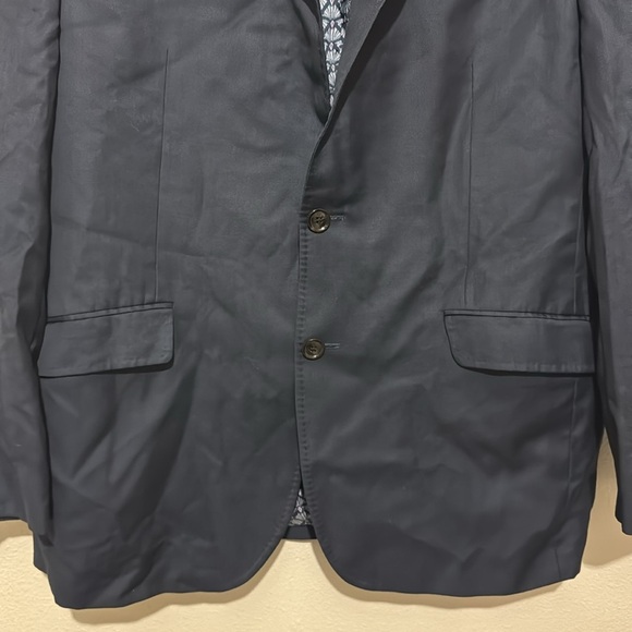Ted Baker Men's Navy and Blue Tailored 100% Wool Mock Neck Blazer - Picture 3 of 7